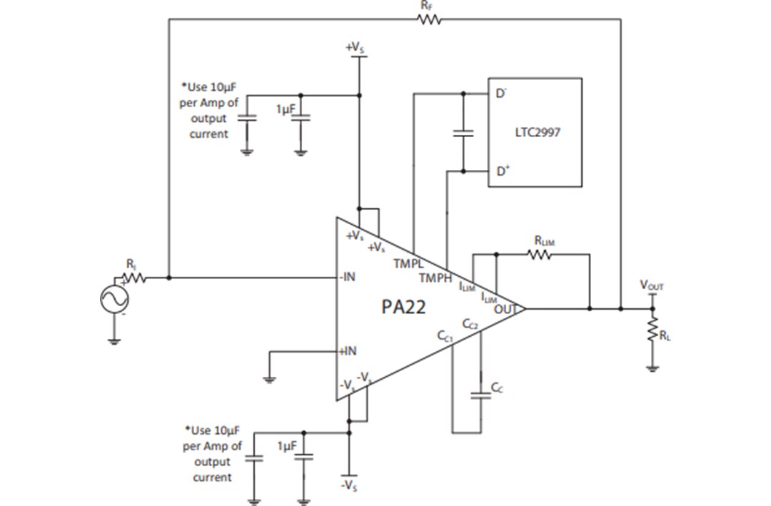 Application Circuit Diagram - Apex Microtechnology PA22 High Voltage Power Operational Amplifier