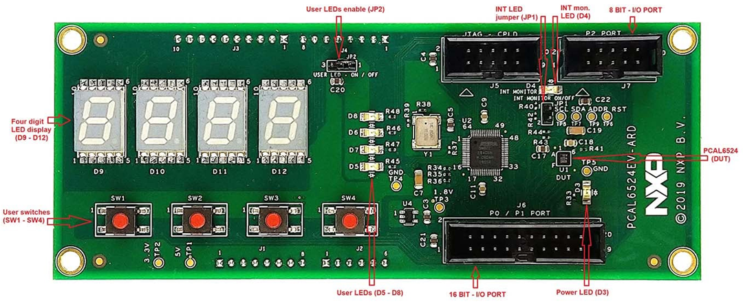 NXP Semiconductors PCAL6524EV 24-Bit-GPIO Arduino Shield