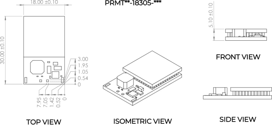 Mechanical Drawing - MATRIX Industries PRMT11-18305-30 Prometheus Energy Harvest Module