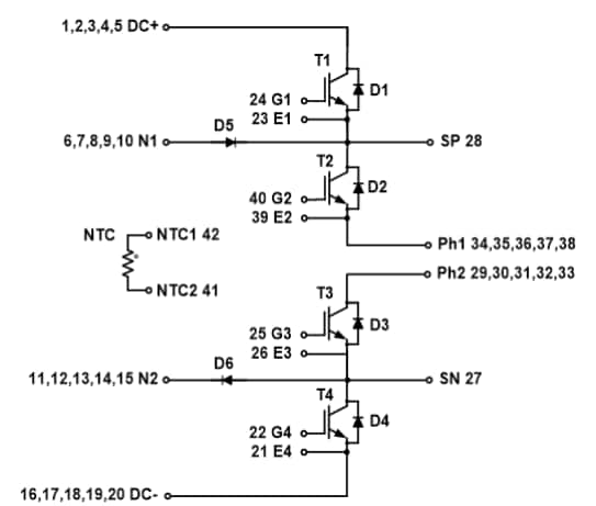 Schaltplan - onsemi NXH400N100H4Q2F2 SiC-Hybridmodule