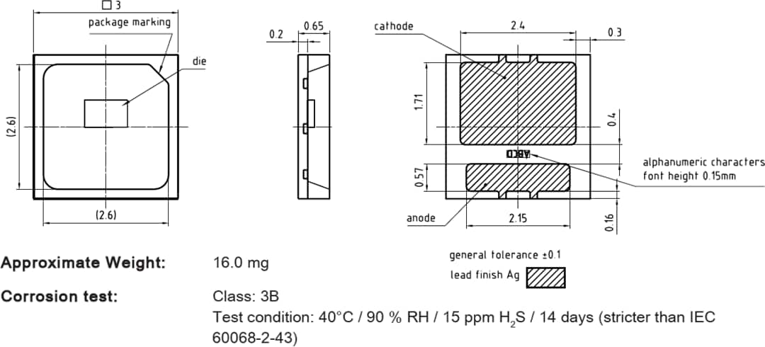Technische Zeichnung - ams OSRAM SYNISO® P3030 KW DSLP31.CE