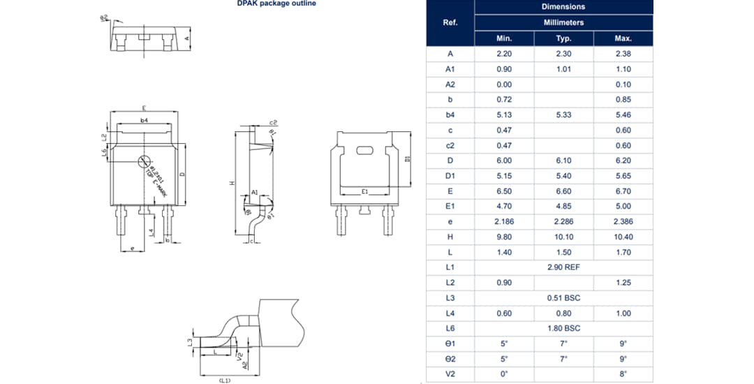 Technische Zeichnung - STMicroelectronics X040 empfindliche Gate-SCRs und Z040 Triacs