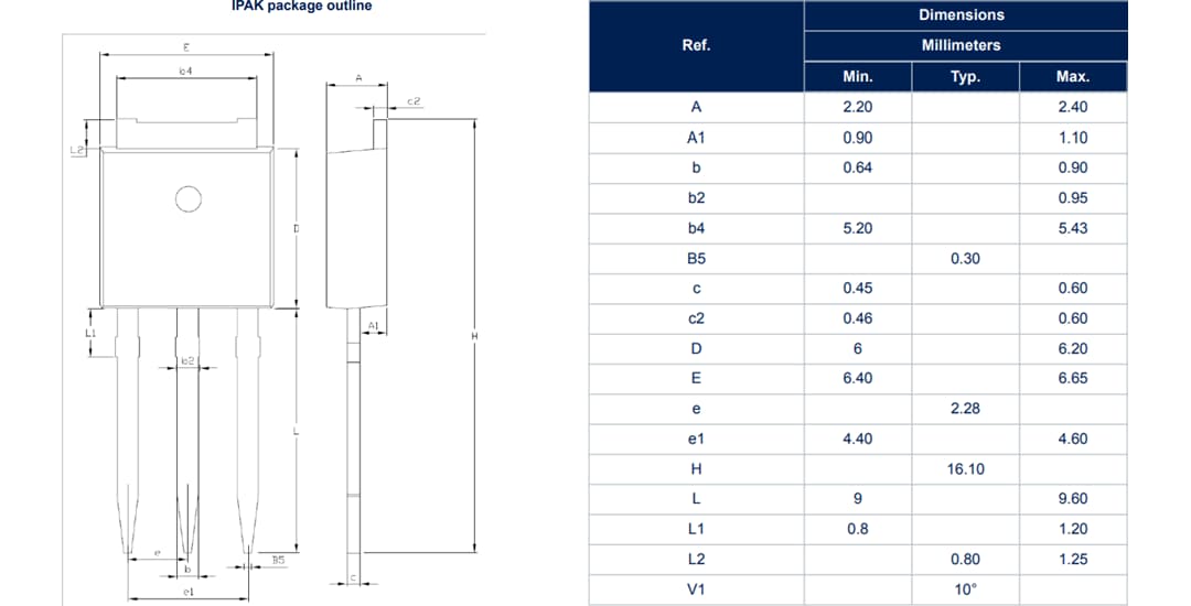 Technische Zeichnung - STMicroelectronics X040 empfindliche Gate-SCRs und Z040 Triacs