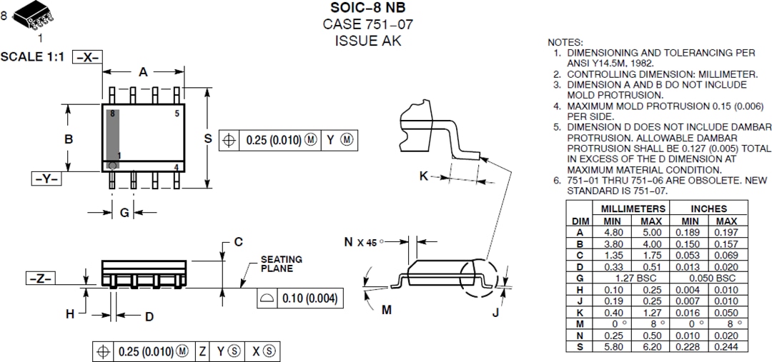 Technische Zeichnung - onsemi NCP1623 CrM-Leistungsfaktor-Controller