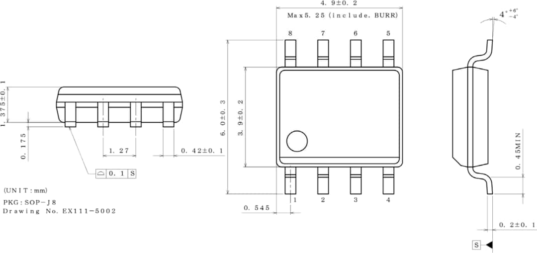Technische Zeichnung - ROHM Semiconductor BM1Q104FJ Quasi-resonanter Steuerungs-DC/DC-Wandler