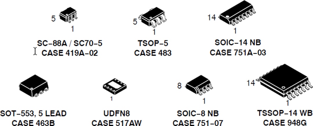 Technische Zeichnung - onsemi NCS2023x und NCV2023x Operationsverstärker