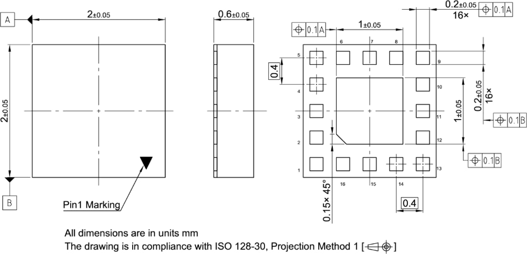 Technische Zeichnung - Infineon Technologies BGSX33M5U16 HF-CMOS-Schalter