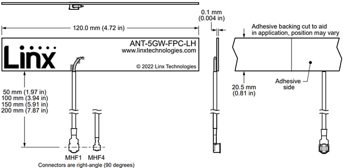 TE Connectivity / Linx Technologies ANT-5GW-FPC-LH Flexible Sub-6 5 G Mobilfunk-Antennen
