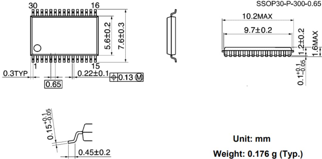 Technische Zeichnung - Toshiba TPD2015FN Intelligenter High-Side-Leistungsschalter