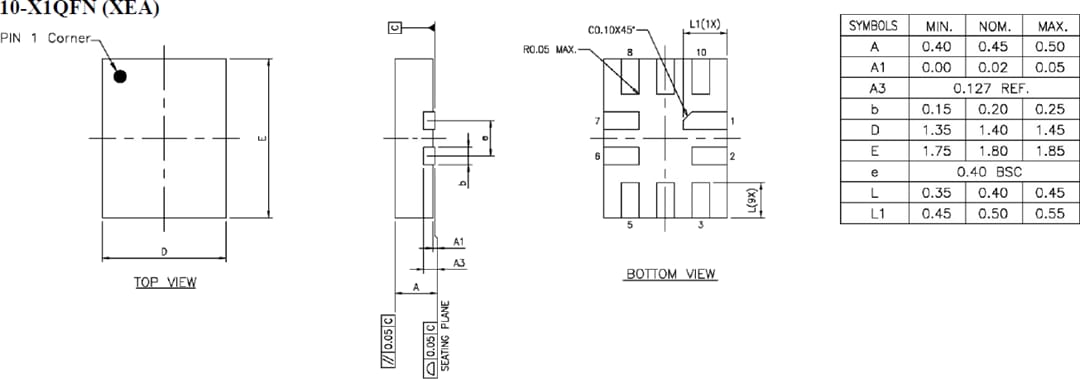 Technische Zeichnung - Diodes Incorporated PI4ULS3V4103 SIM-Karten-Schnittstellen-Pegelwandler