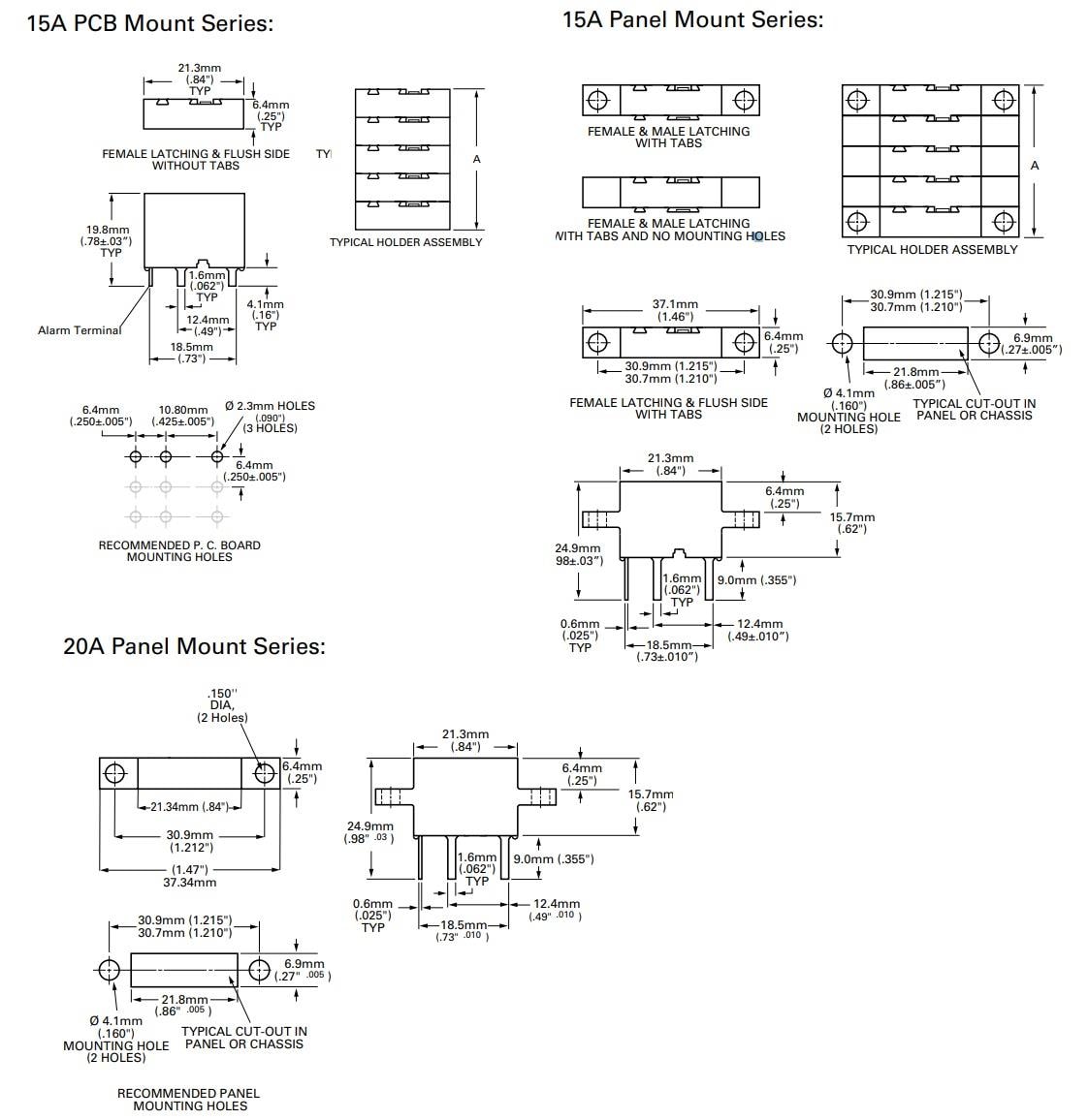 Technische Zeichnung - Littelfuse Sicherungshalter der Baureihe 482
