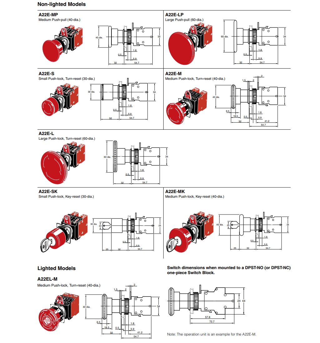 Omron Industrial Automation A22E Not-Aus-Schalter