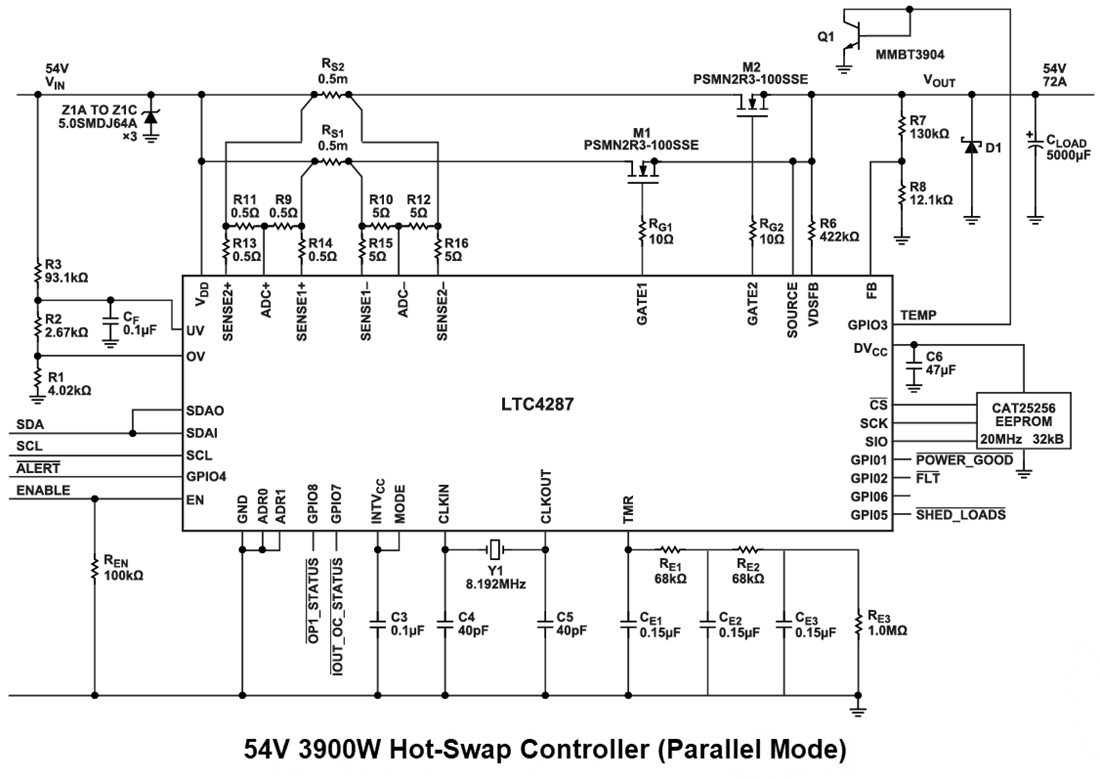 Applikations-Schaltungsdiagramm - Analog Devices Inc. LTC4287 Positiver Hot-Swap-Controller