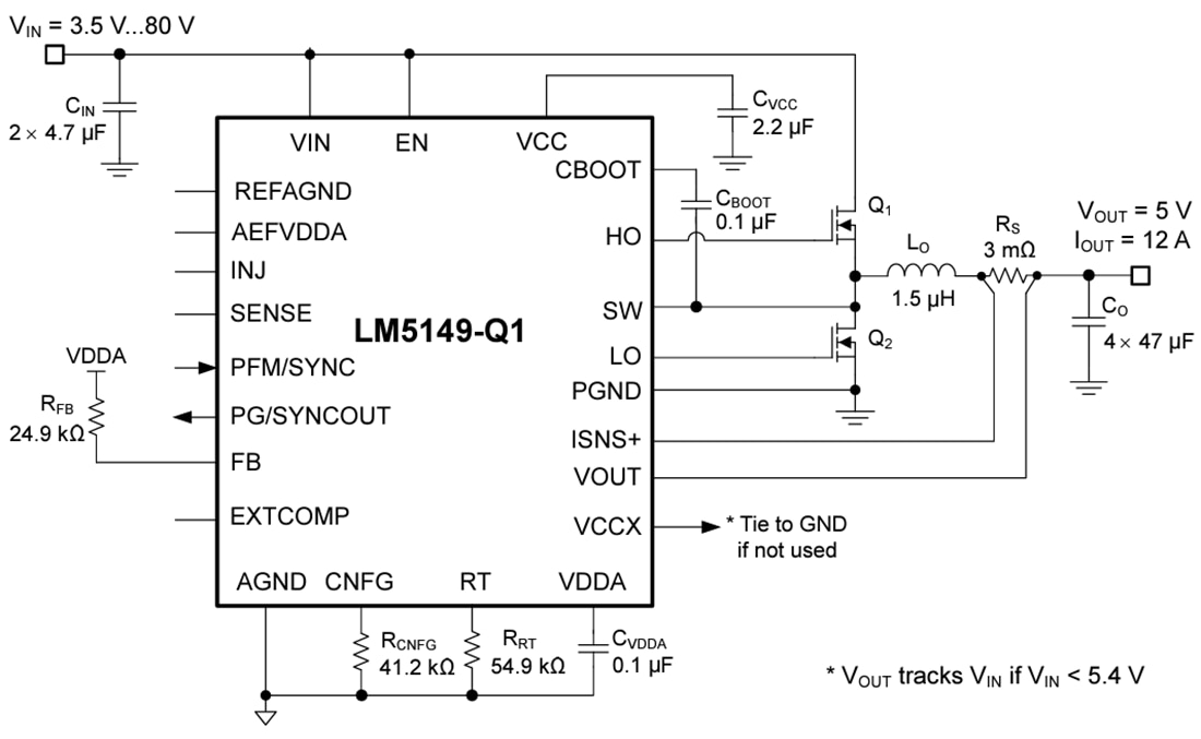Schaltplan - Texas Instruments LM5149/LM5149-Q1  DC/DC-Abwärtsregler