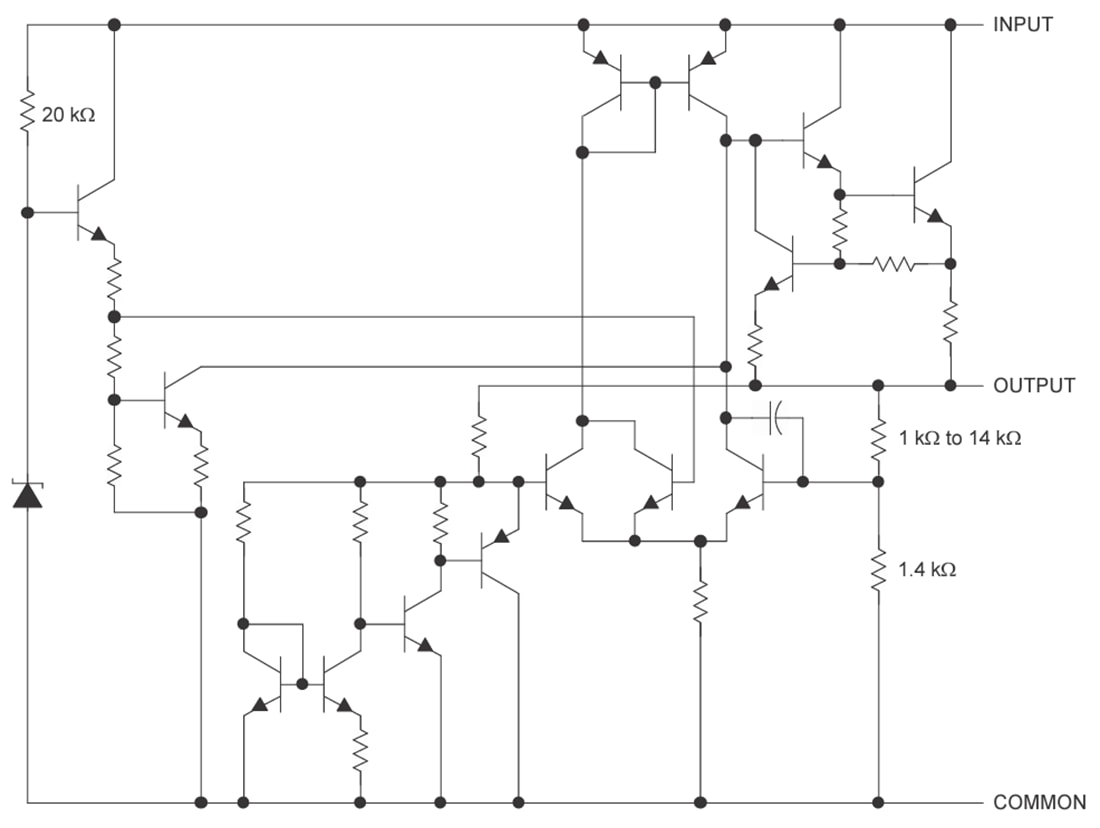 Blockdiagramm - Texas Instruments UA78L Positive Spannungslinearregler