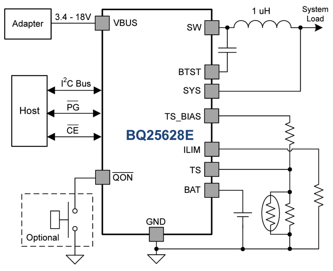 Texas Instruments bq25628E I2C-gesteuertes Buck-Ladegerät