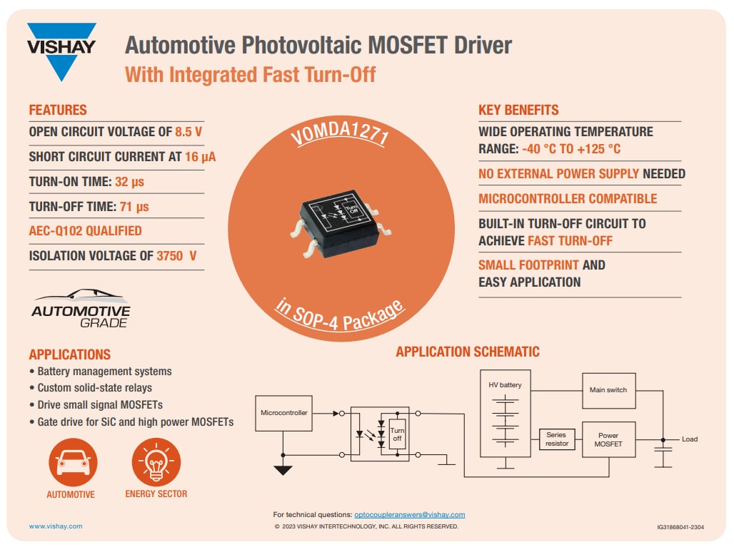 Infografik - Vishay Semiconductors VOMDA1271 MOSFET-Treiber für die Automobilindustrie