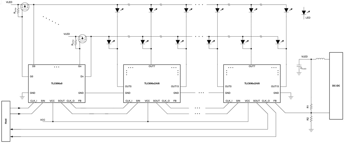 Schaltplan - Texas Instruments Hintergrundbeleuchtungstreiber TLC696x2/4/8/TLC696x2/4/8-Q1