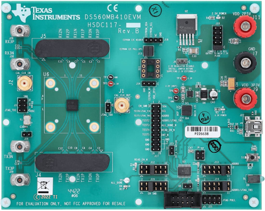 Technische Zeichnung - Texas Instruments DS560DF410EVM Retimer-Evaluierungsmodul (EVM)