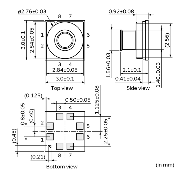 Technische Zeichnung - Murata Electronics ZPA Luftdrucksensor