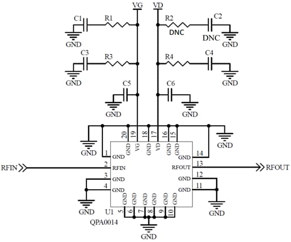 Applikations-Schaltungsdiagramm - Qorvo QPA0812 Leistungsverstärker