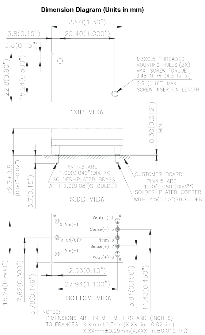 Mechanical Drawing - Delta Electronics V48SK05040 DC/DC Power Converter