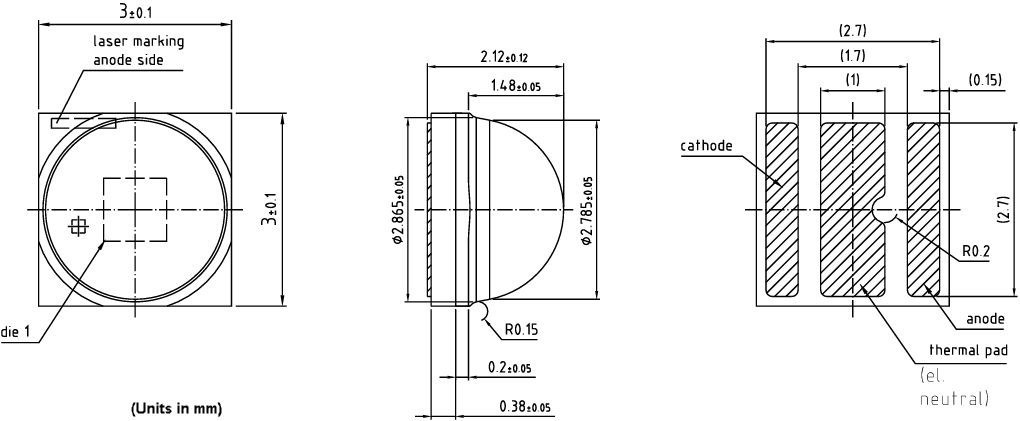 Technische Zeichnung - ams OSRAM OSLON® Optimal Red LEDs