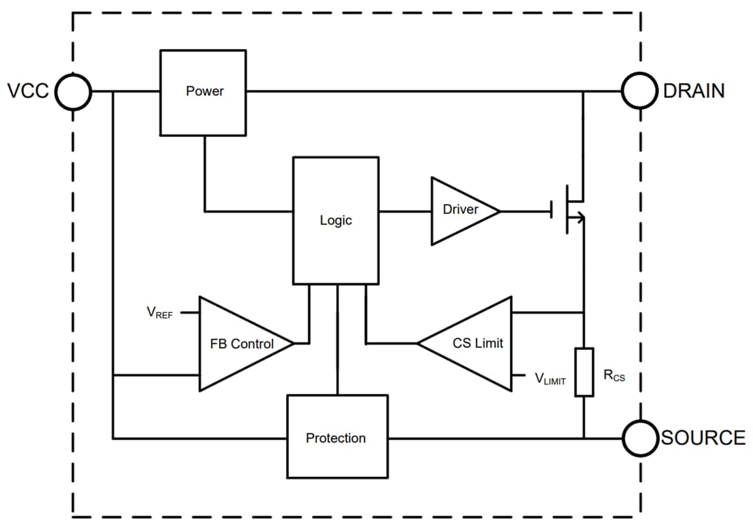 Blockdiagramm - Diodes Incorporated AL17052 700 V-Abwärtswandler