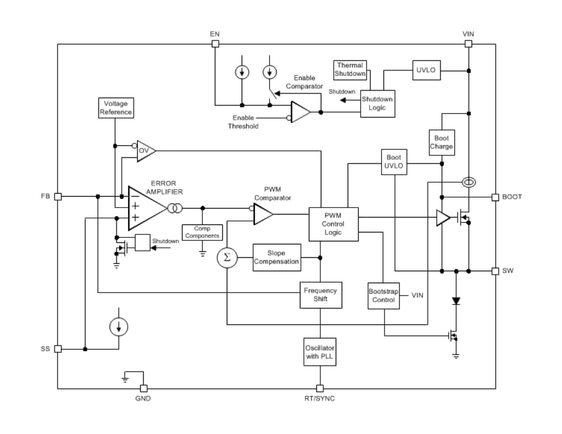 Blockdiagramm - Texas Instruments LV14340 Abwärtswandler