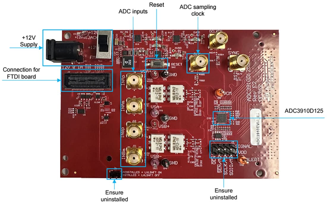 Technische Zeichnung - Texas Instruments ADC3910D125EVM ADC-Evaluierungsmodul (EVM)