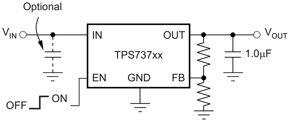 Applikations-Schaltungsdiagramm - Texas Instruments TPS737 Lineare LDO-Spannungsregler