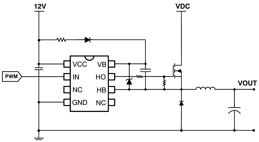 Applikations-Schaltungsdiagramm - onsemi NCP51313 Gate-Treiber