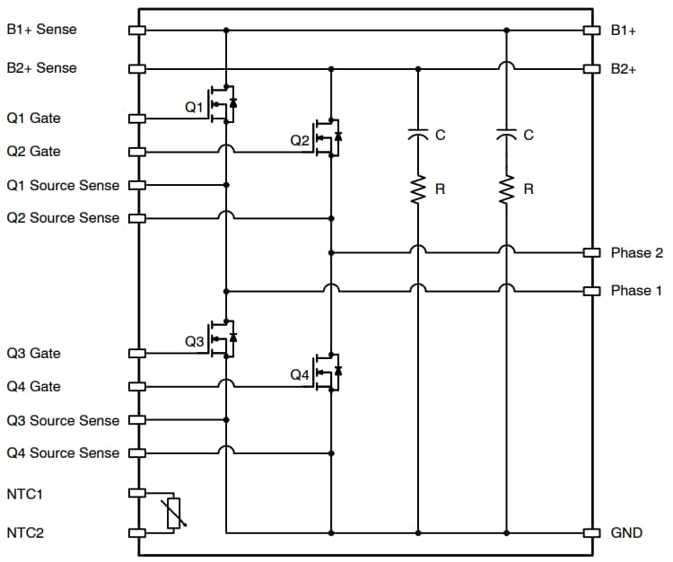 Blockdiagramm - onsemi NXV08H350XT1 MOSFET-Modul