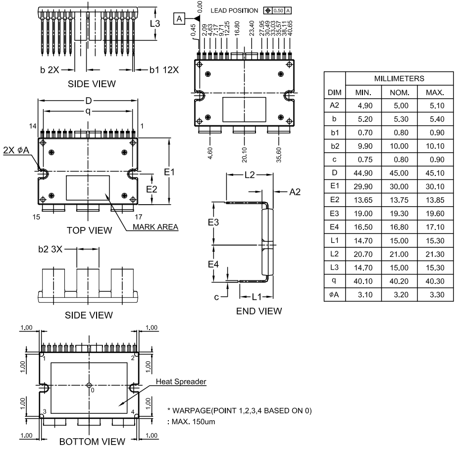 Technische Zeichnung - onsemi NXV08H350XT1 MOSFET-Modul