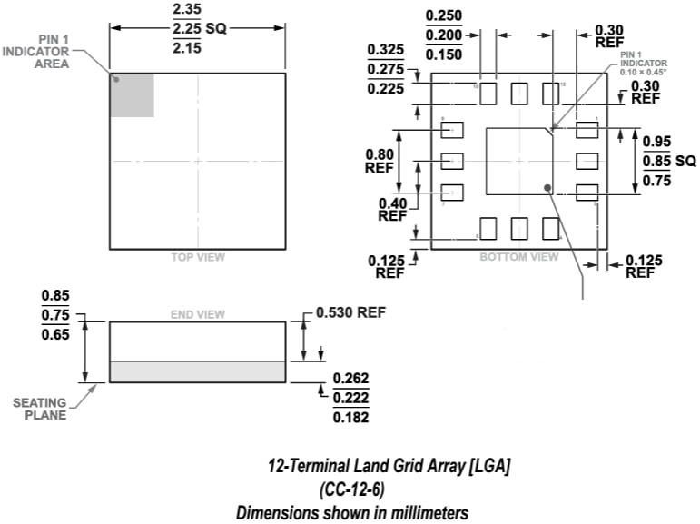 Technische Zeichnung - Analog Devices Inc. ADRF5714 Digitale Silizium-Dämpfer