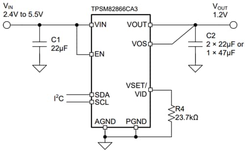 Applikations-Schaltungsdiagramm - Texas Instruments TPSM82866C Step-Down MagPack™ Leistungsmodul
