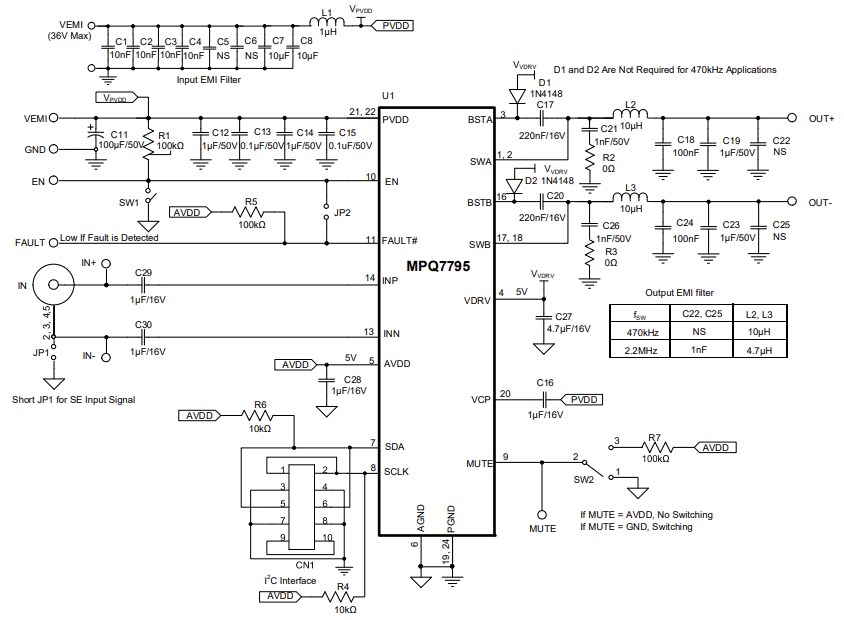 Schematic - Monolithic Power Systems (MPS) EVQ7795-R-00A Evaluation Board