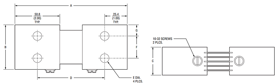 Technische Zeichnung - Bourns RSK Riedon™ Präzisions-Strom-Querwiderstand