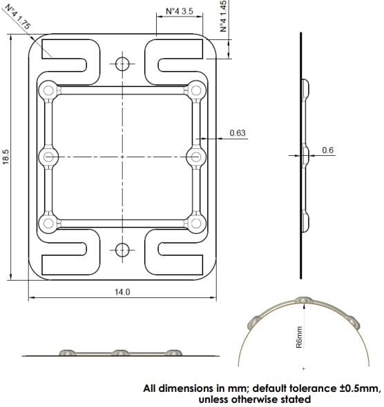 Technische Zeichnung - PUI Audio Flexibler piezoelektrischer haptischer Aktuator HD-PAF1419