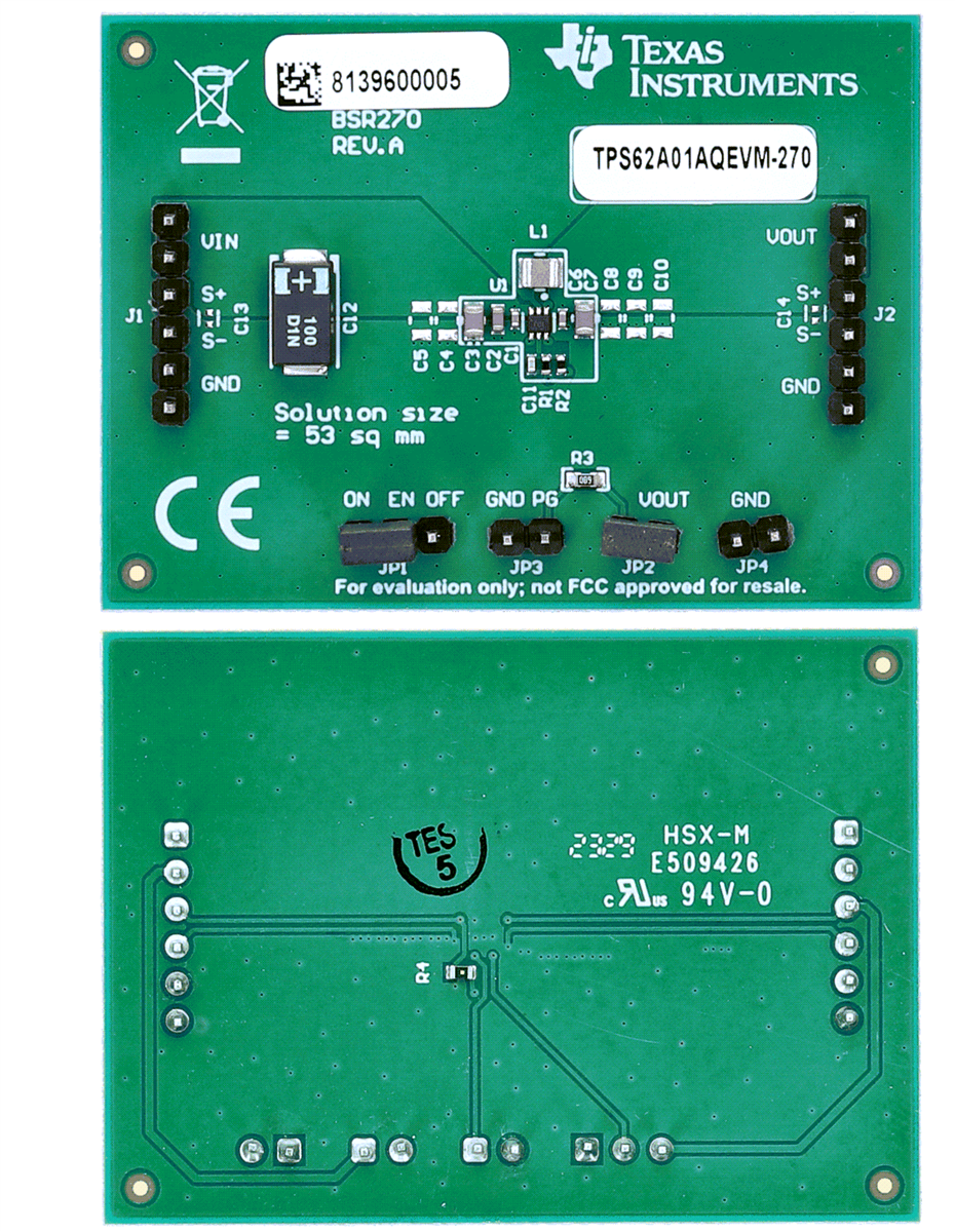Texas Instruments TPS62A01QEVM-270 und TPS62A01AQEVM-270 Evaluierungsmodule