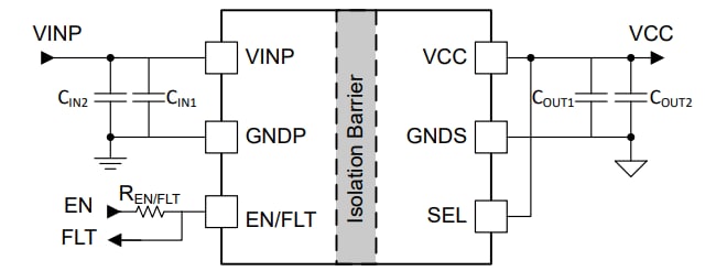 Applikations-Schaltungsdiagramm - Texas Instruments UCC33420/UCC33420-Q1 1,5 W Isolierte DC/DC-Module
