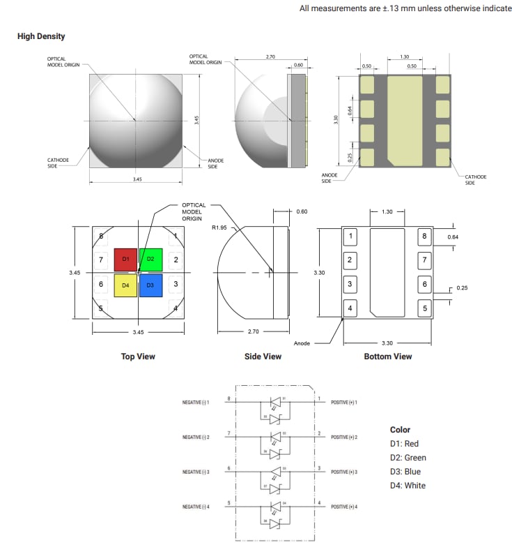 Technische Zeichnung - Cree LED XLamp® XP-L Farb-LEDs