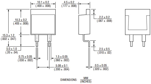 Technische Zeichnung - Bourns PFS35 RIEDON™ Dickschichtwiderstände