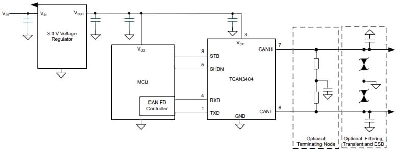 Schaltplan - Texas Instruments TCAN340x-Q1 Automotive-CAN-FD-Transceiver