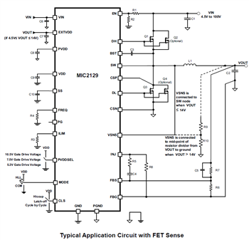 Applikations-Schaltungsdiagramm - Microchip Technology MIC2129 DC/DC-Abwärtsregler