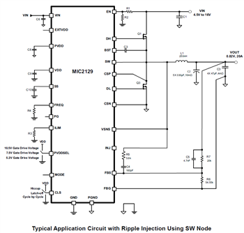 Applikations-Schaltungsdiagramm - Microchip Technology MIC2129 DC/DC-Abwärtsregler