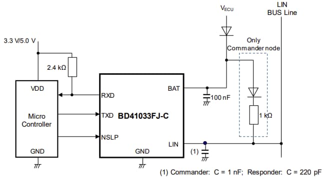 Applikations-Schaltungsdiagramm - ROHM Semiconductor BD41033FJ-C Local Interconnect Network Transceiver