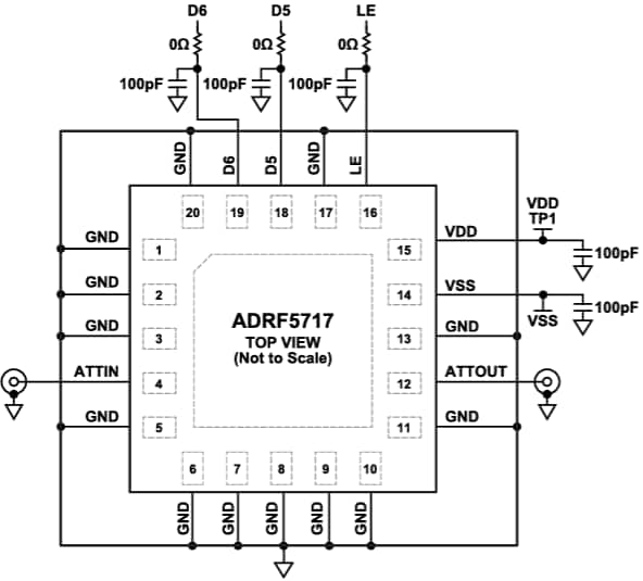 Applikations-Schaltungsdiagramm - Analog Devices Inc. ADRF5717 Digitale Silizium-Dämpfer