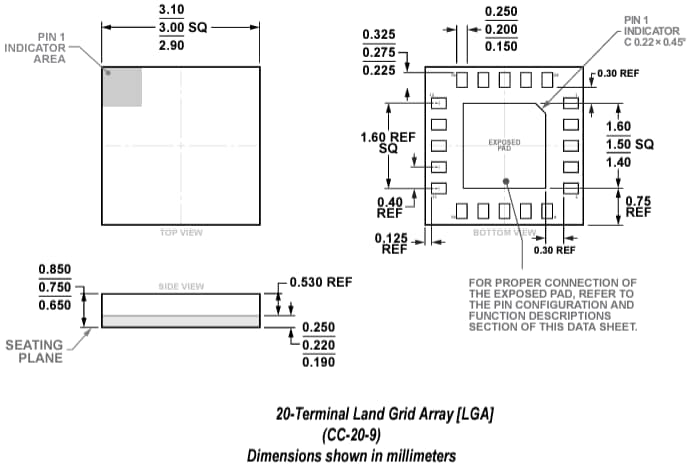 Technische Zeichnung - Analog Devices Inc. ADRF5717 Digitale Silizium-Dämpfer