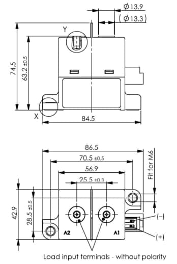 Technische Zeichnung - EPCOS / TDK HVC45 Hochspannungs-Schaltschütze